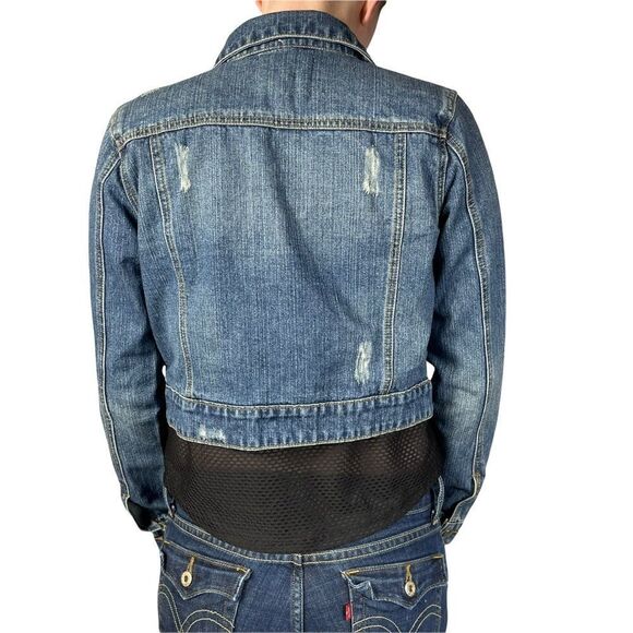 Thread Supply Cropped Distressed Blue Jean Jacket - Picture 4 of 10